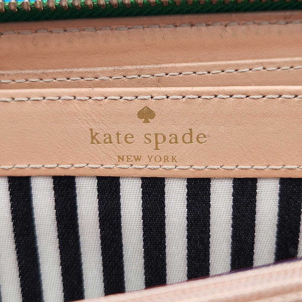 Kate Spade Pebbled Leather Wrap Around Zip Wallet - Green - Picture 7 of 11